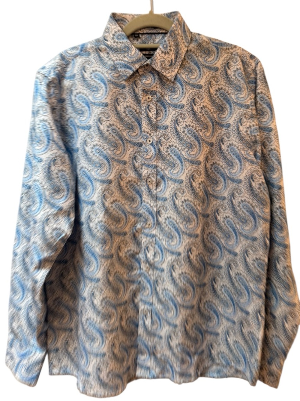 Rosso Milano Men’s Button Down Shirt Modern Fit Blue Dress Shirt
Size: L